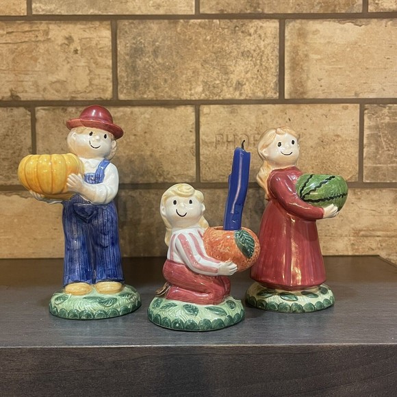 Country Fences by NORITAKE Country Father, Mother,  Daughter  Candlesticks Fall - Picture 2 of 11